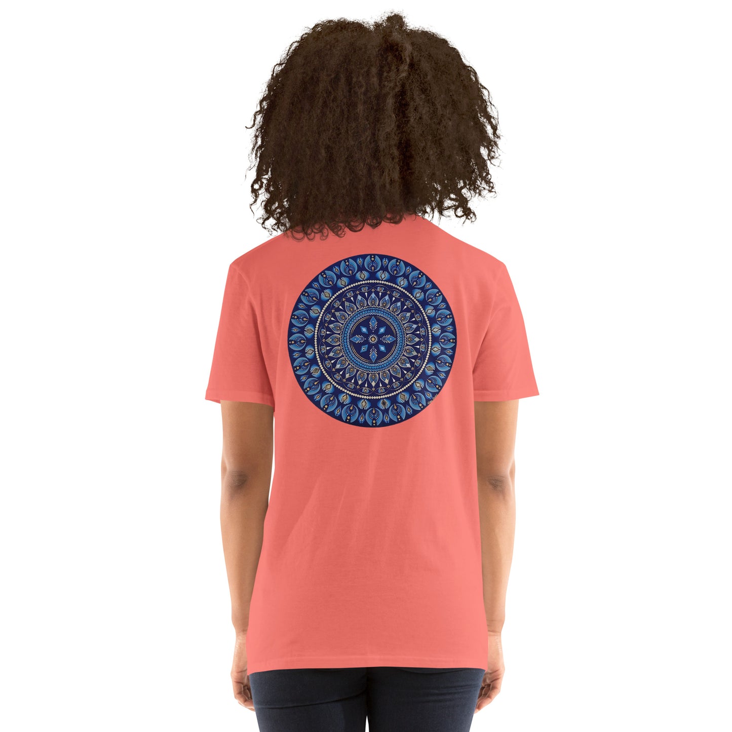 Unisex Softstyle T-Shirt (mandala with 4 diamonds on back | PRESENCE in black lettering on front)