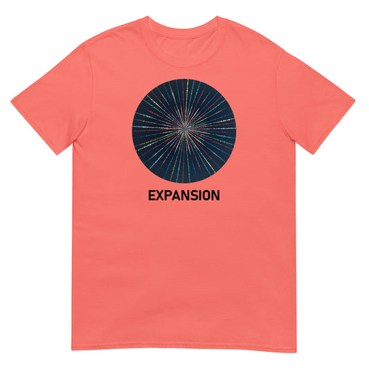 Unisex Softstyle T-Shirt (mandala with streams of light | on front | EXPANSION in black lettering)