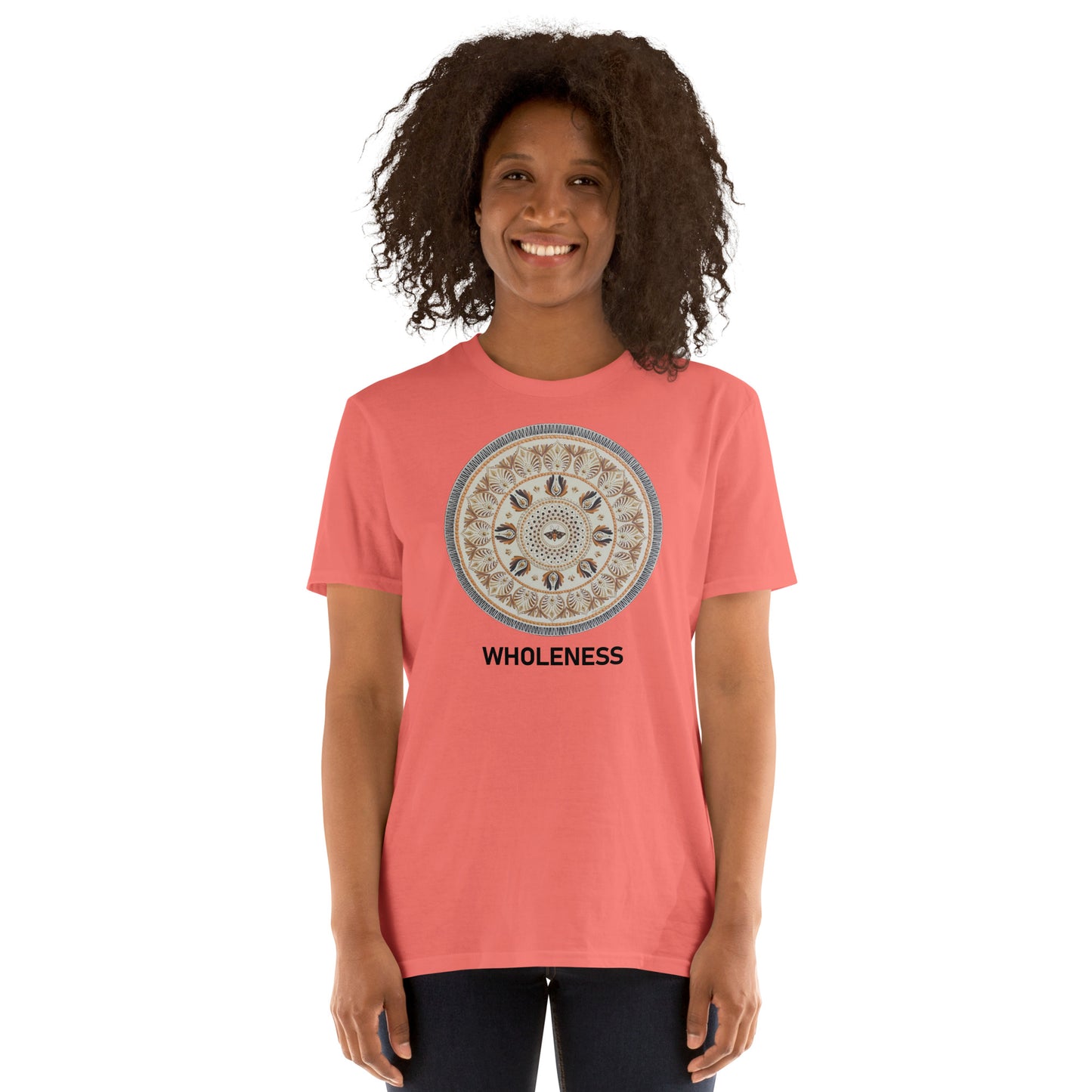 Unisex Softstyle T-Shirt (beige mandala | on front | WHOLENESS in black lettering)