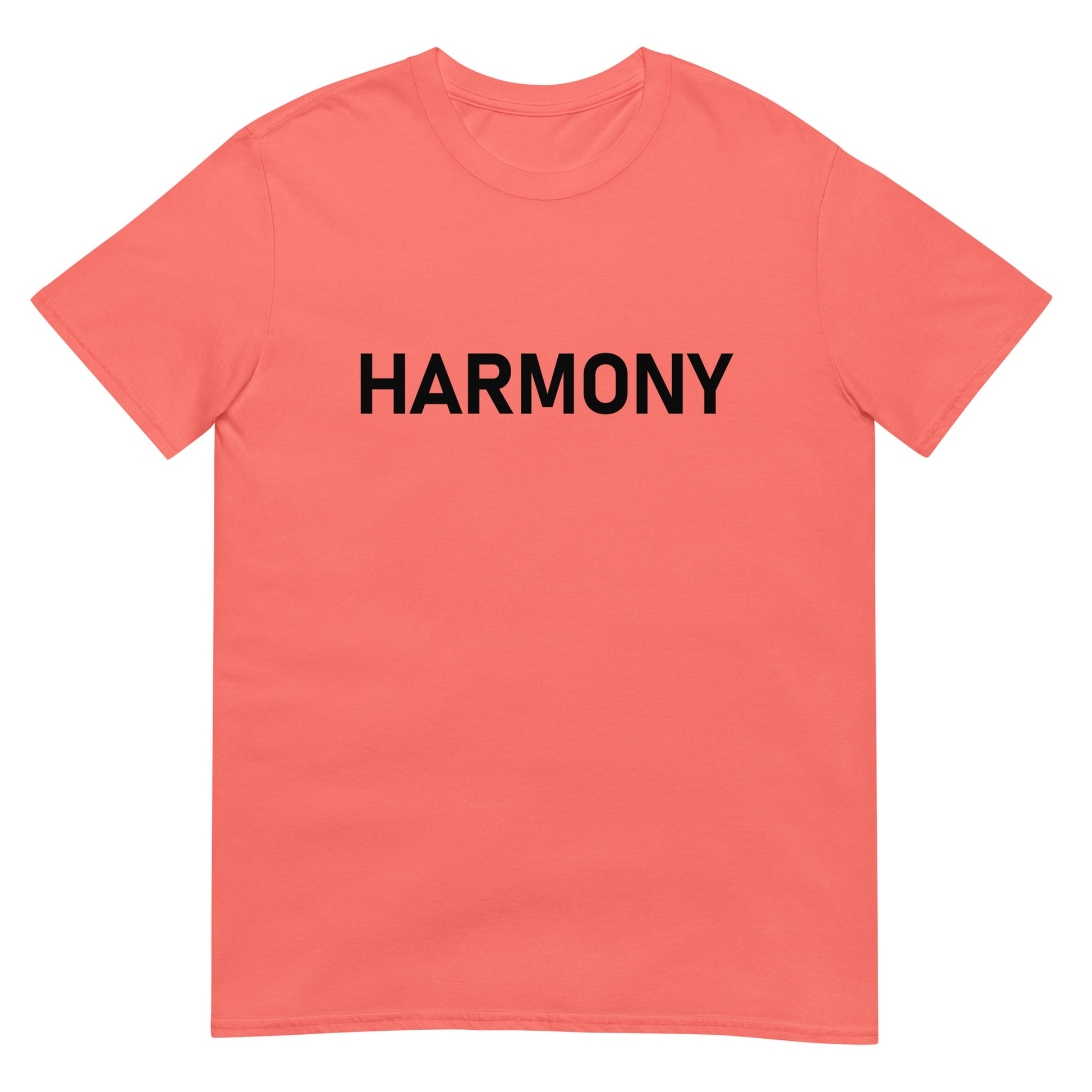 Unisex Softstyle T-Shirt (mandala with green star on back | HARMONY in black lettering on front)