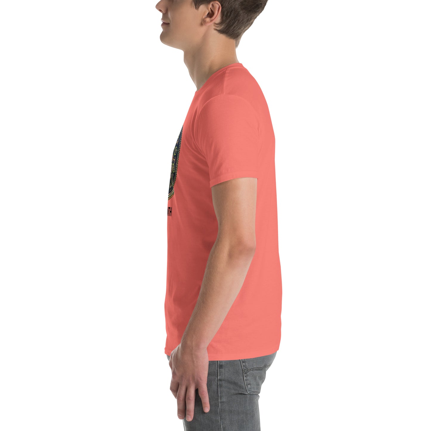 Unisex Softstyle T-Shirt (mandala with cross in the core | on front | GROWTH in black lettering)