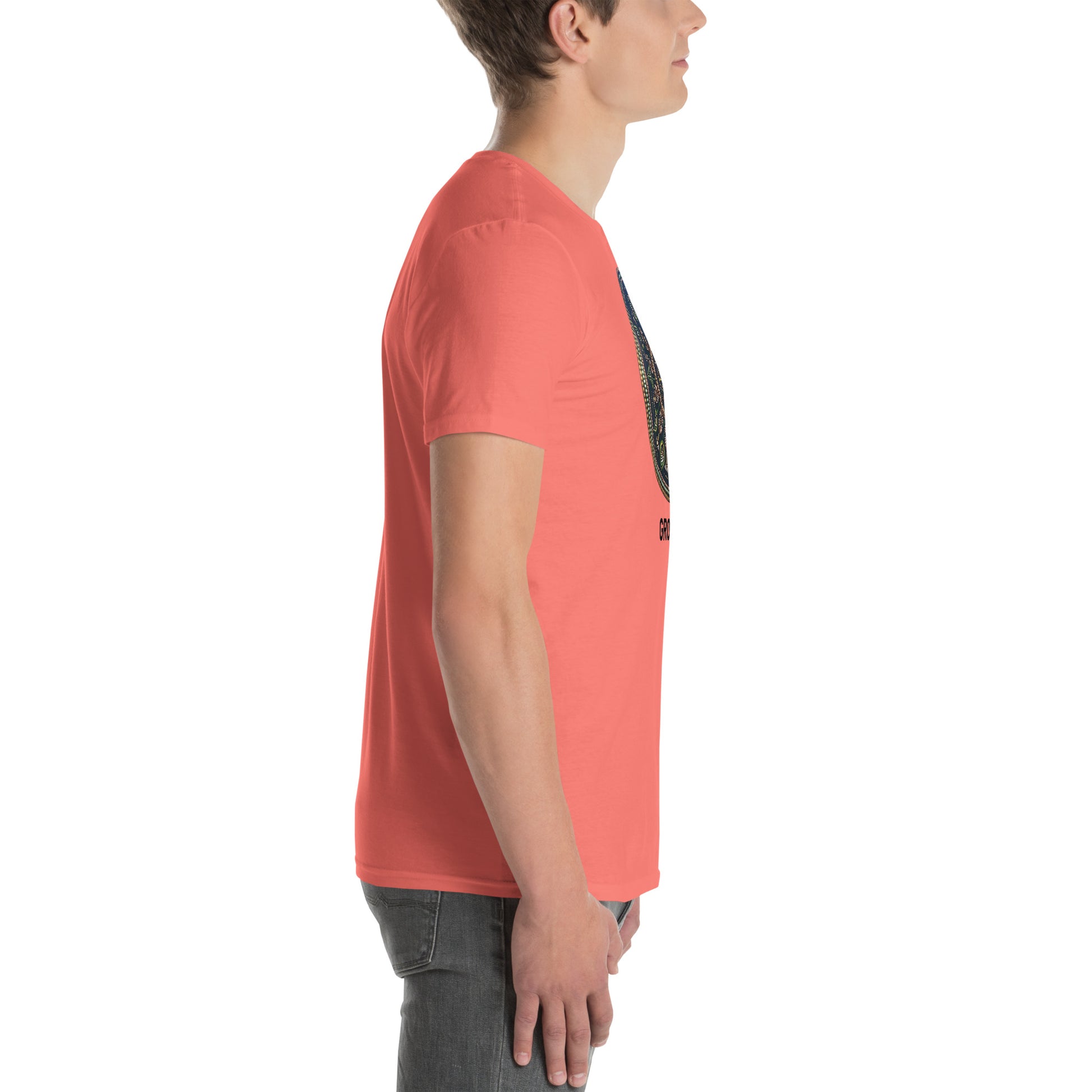 Unisex Softstyle T-Shirt (mandala with cross in the core | on front | GROWTH in black lettering)