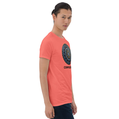 Unisex Softstyle T-Shirt (mandala with gold rim | on front | COMPASSION in black lettering)