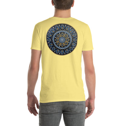 Unisex Softstyle T-Shirt (mandala with gold rim on back | PROTECTION in white lettering)