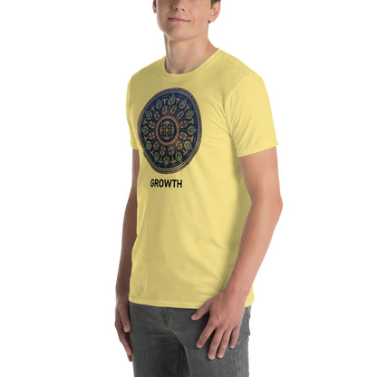 Unisex Softstyle T-Shirt (mandala with cross in the core | on front | GROWTH in black lettering)