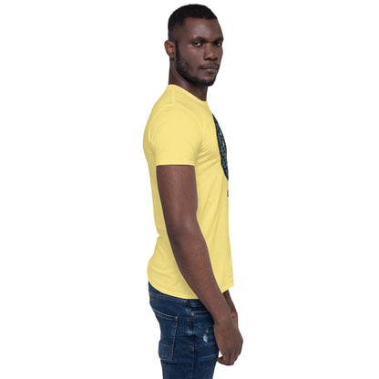 Unisex Softstyle T-Shirt (mandala green and gold rim | on front | GRATITUDE in black lettering)