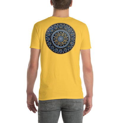 Unisex Softstyle T-Shirt (mandala with gold rim on back | PROTECTION in white lettering)
