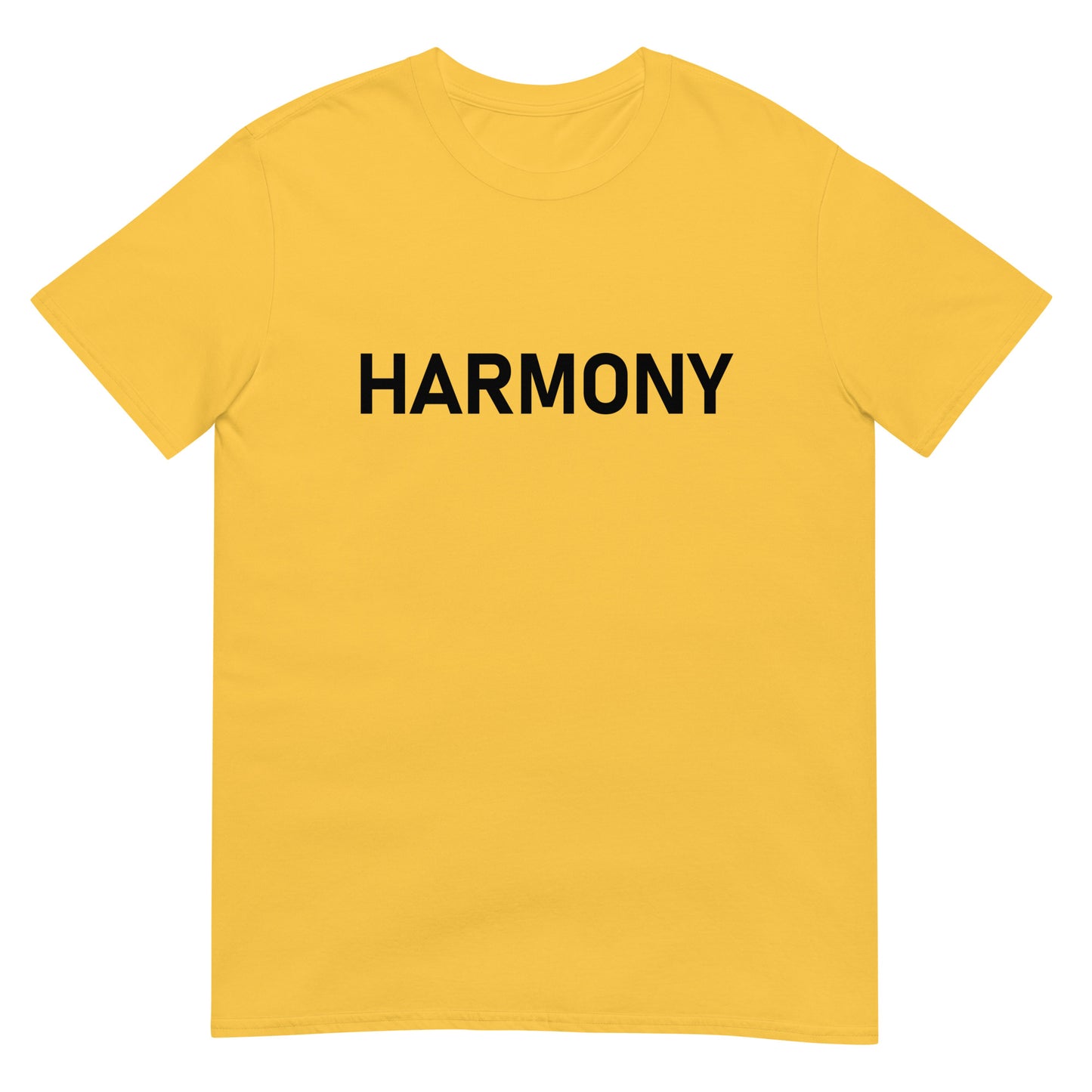 Unisex Softstyle T-Shirt (mandala with green star on back | HARMONY in black lettering on front)