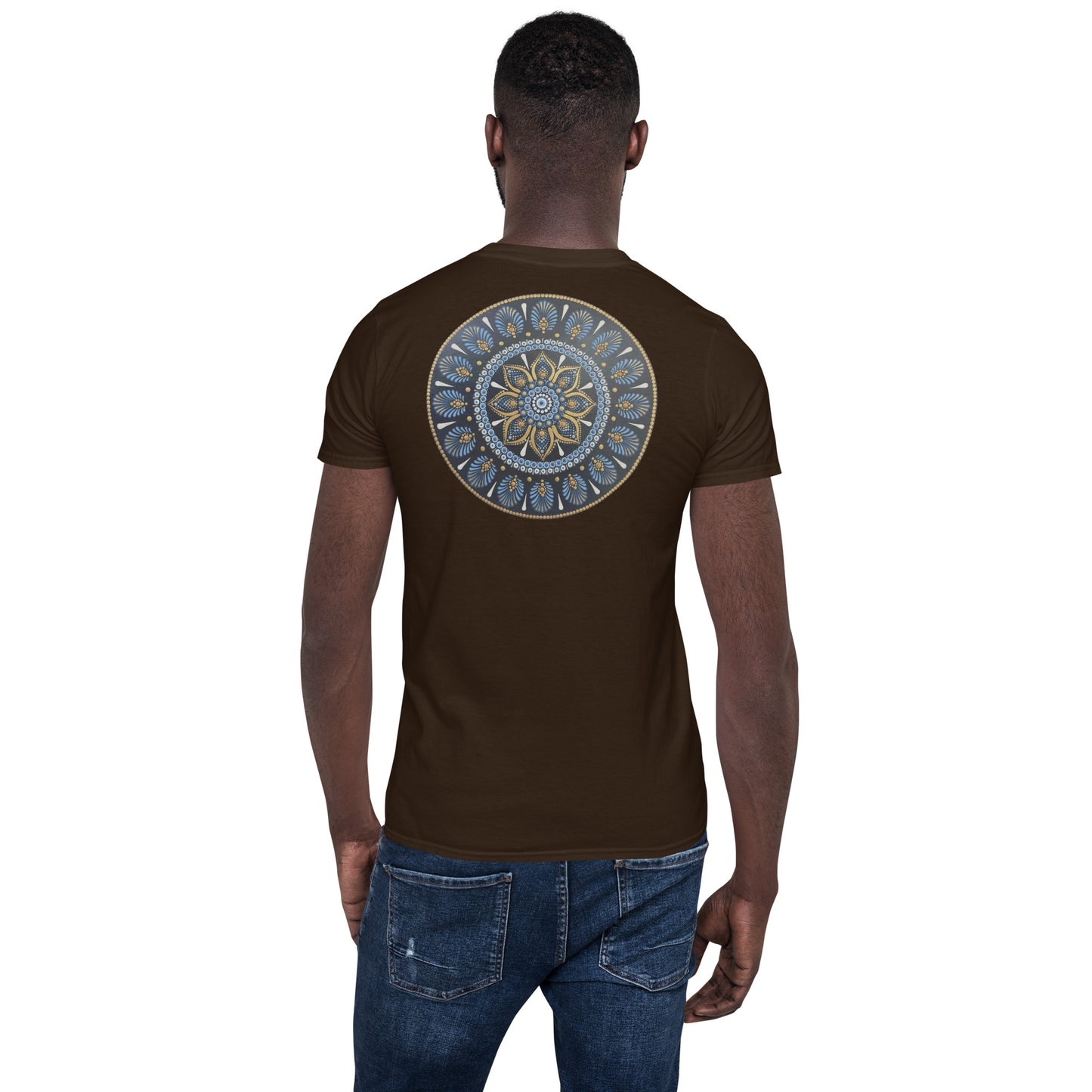 Unisex Softstyle T-Shirt (mandala with gold rim on back | PROTECTION in white lettering)