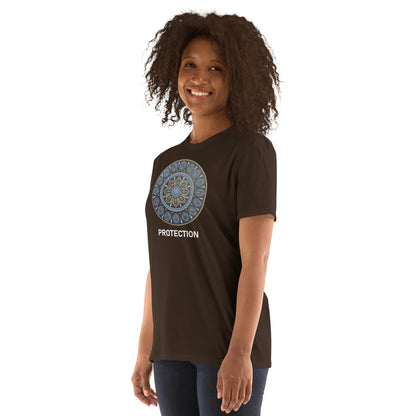 Unisex Softstyle T-Shirt (mandala with gold rim | on front | PROTECTION in white lettering)