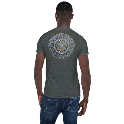 Unisex Softstyle T-Shirt (mandala with gold rim on back | PROTECTION in white lettering)