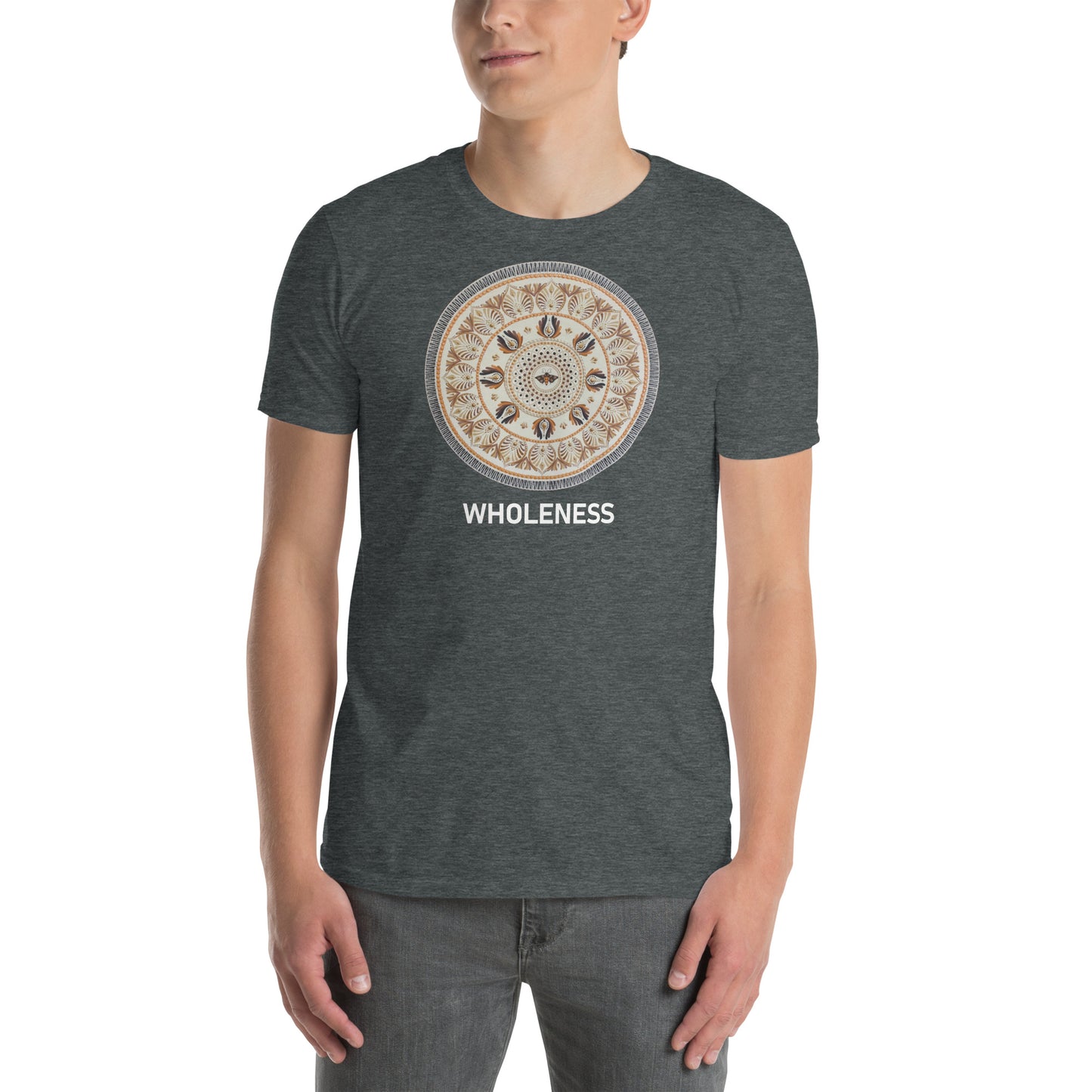 Unisex Softstyle T-Shirt (beige mandala | on front | WHOLENESS in white lettering)