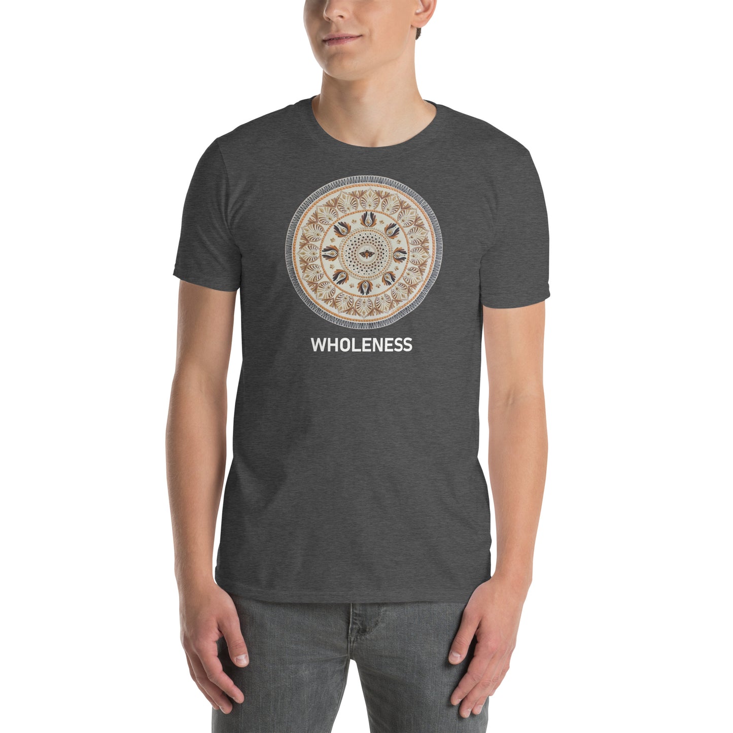 Unisex Softstyle T-Shirt (beige mandala | on front | WHOLENESS in white lettering)