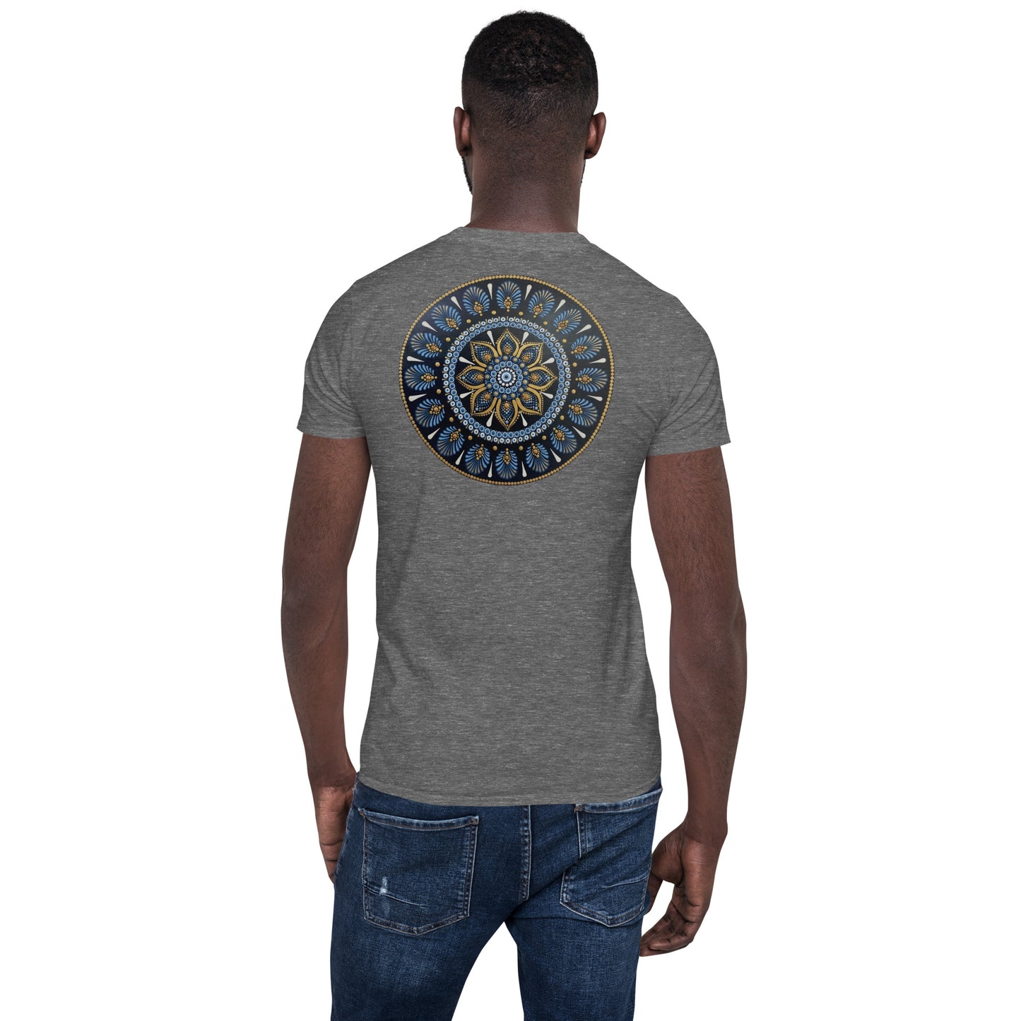 Unisex Softstyle T-Shirt (mandala with gold rim on back | PROTECTION in white lettering)