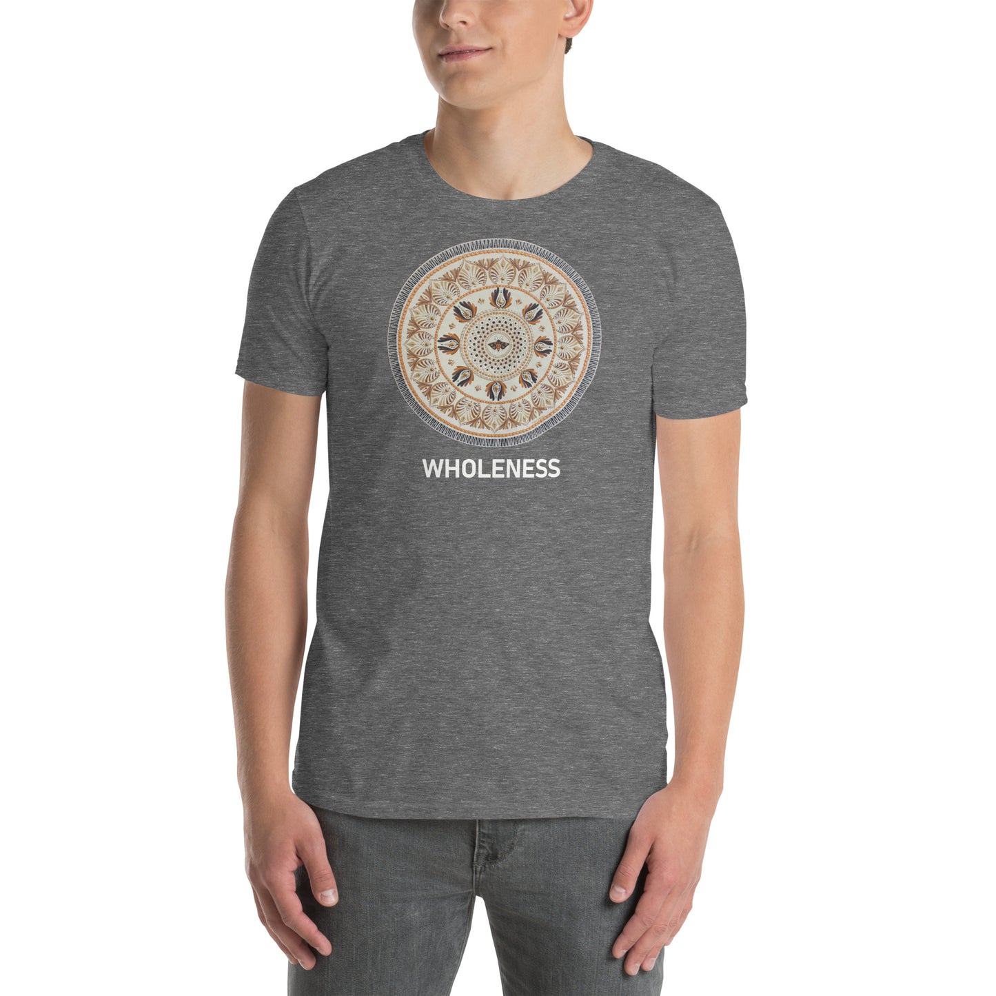 Unisex Softstyle T-Shirt (beige mandala | on front | WHOLENESS in white lettering)
