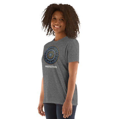 Unisex Softstyle T-Shirt (mandala with gold rim | on front | PROTECTION in white lettering)