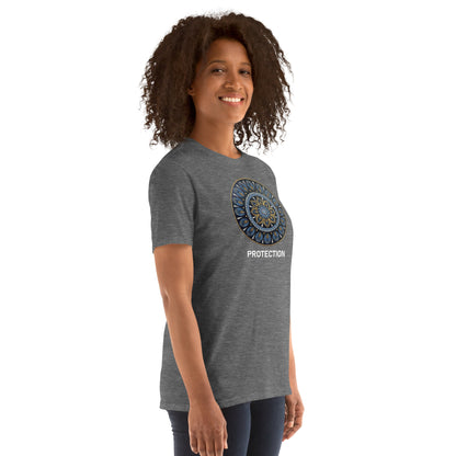 Unisex Softstyle T-Shirt (mandala with gold rim | on front | PROTECTION in white lettering)
