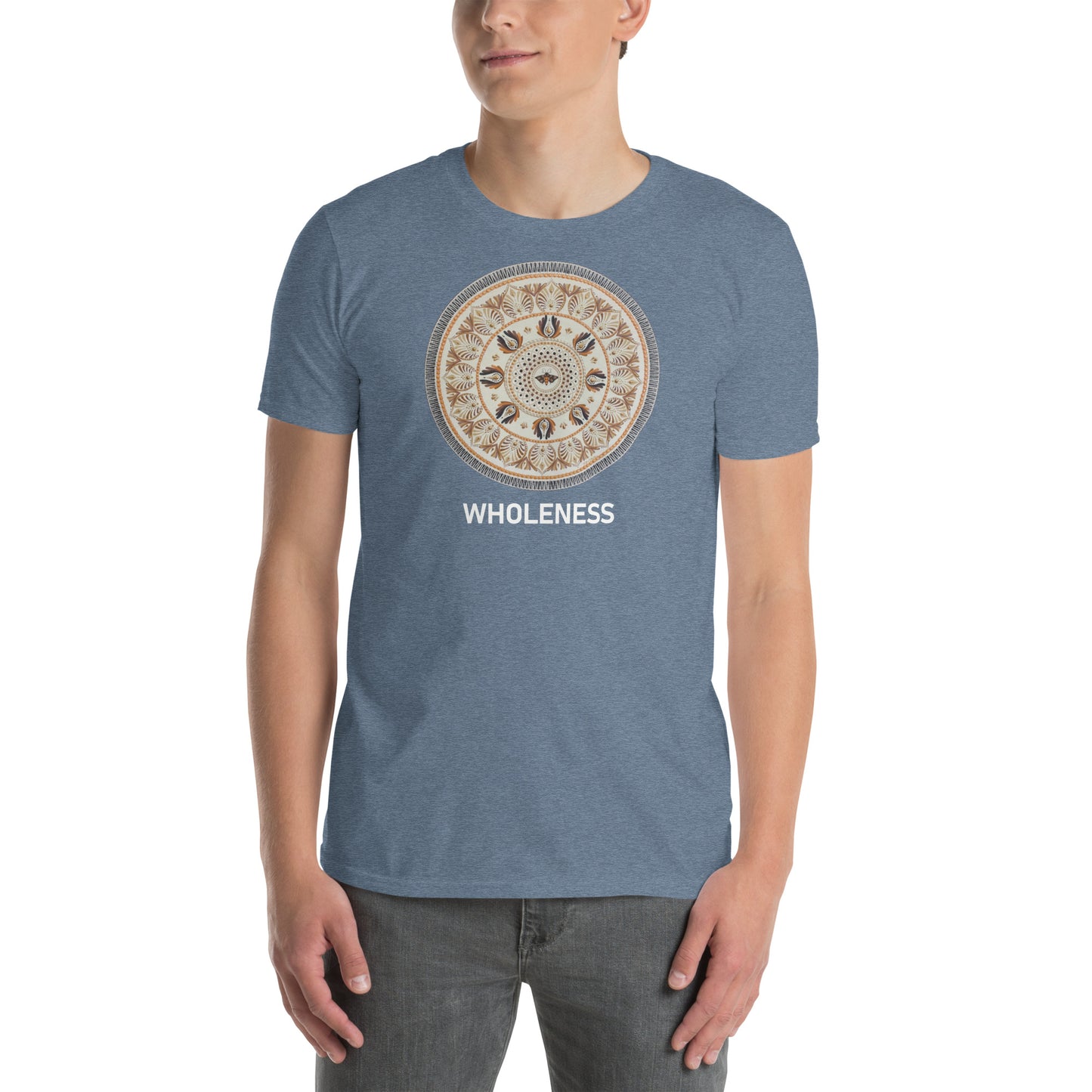 Unisex Softstyle T-Shirt (beige mandala | on front | WHOLENESS in white lettering)