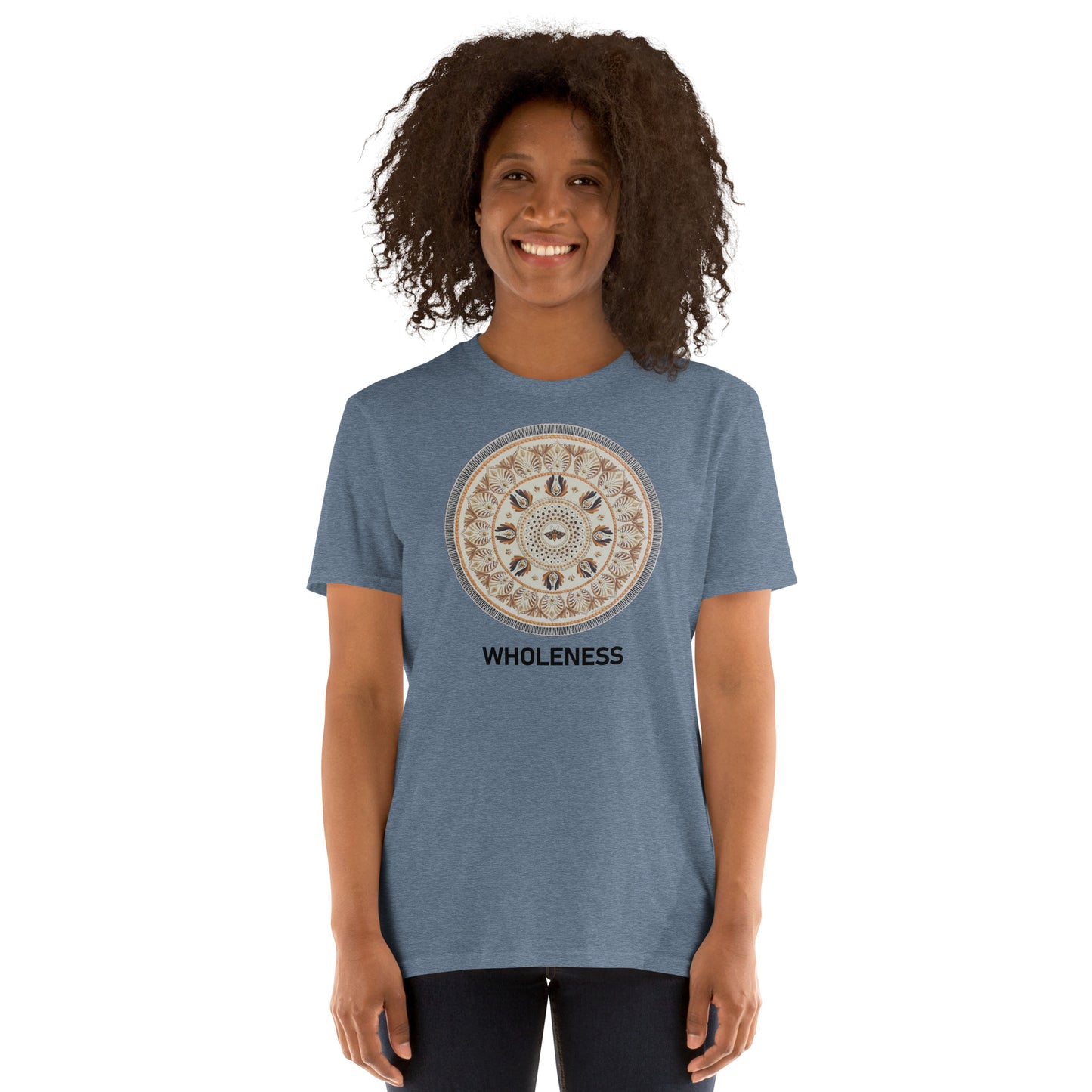 Unisex Softstyle T-Shirt (beige mandala | on front | WHOLENESS in black lettering)