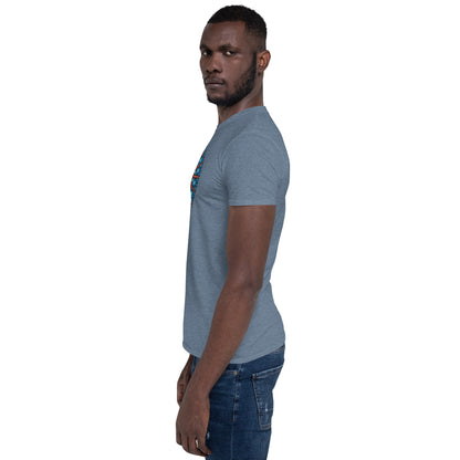 Unisex Softstyle T-Shirt (mandala with red lines | on front | POWER in white lettering)