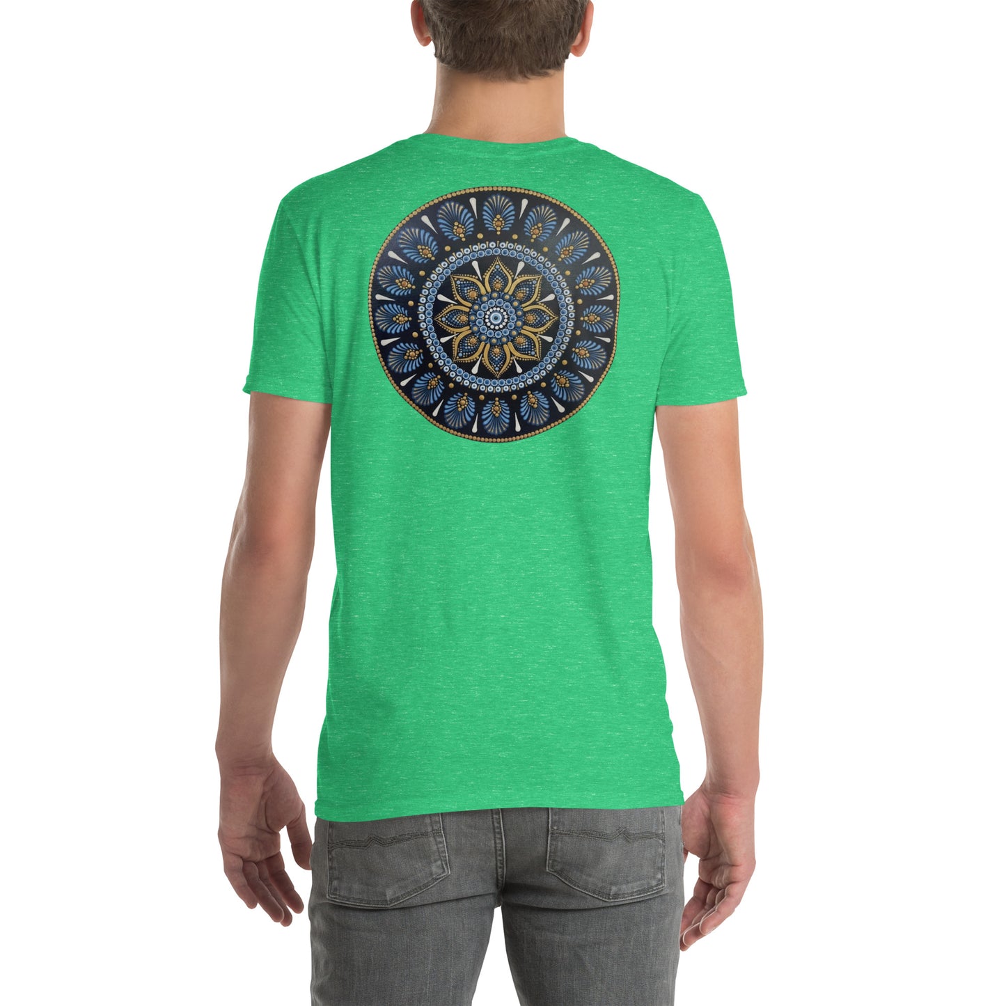 Unisex Softstyle T-Shirt (mandala with gold rim on back | PROTECTION in white lettering)