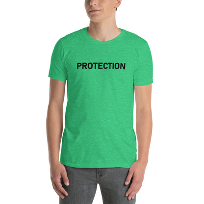 Unisex Softstyle T-Shirt (mandala with gold rim on back | PROTECTION in white lettering)