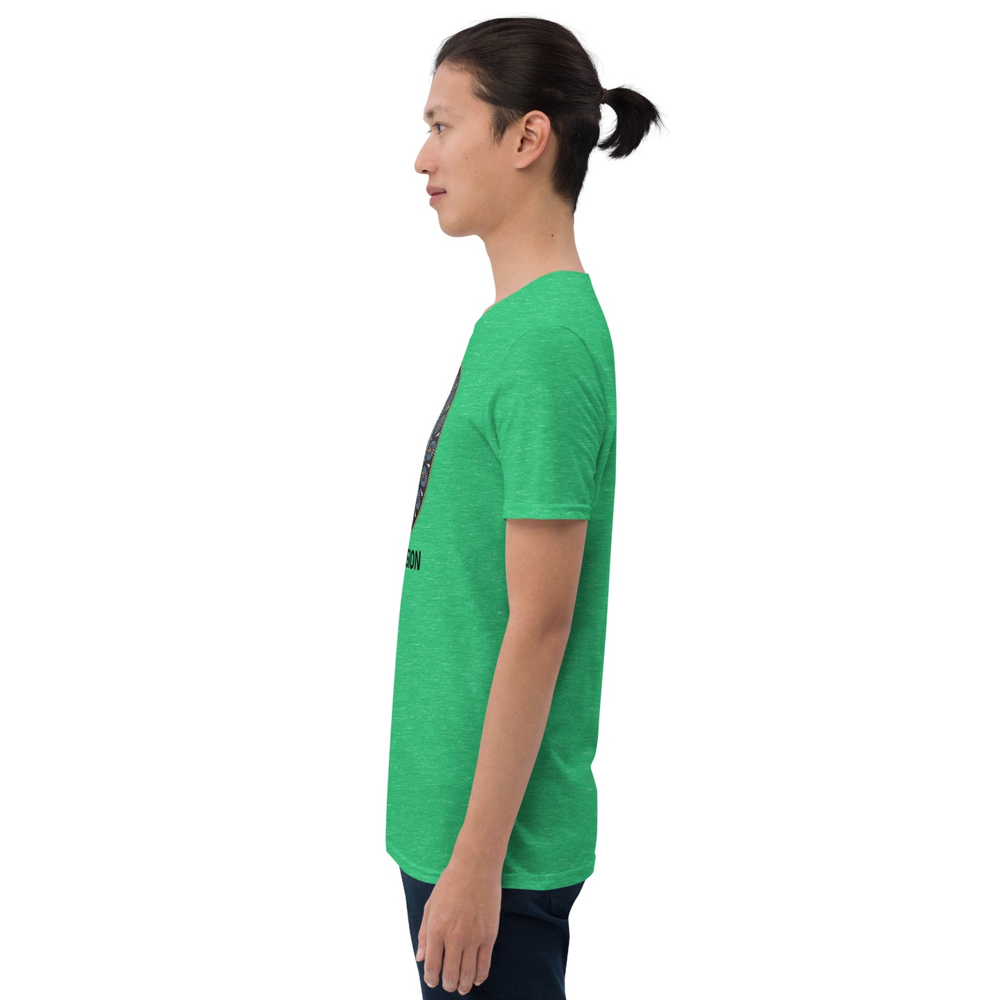 Unisex Softstyle T-Shirt (mandala with gold rim | on front | COMPASSION in black lettering)