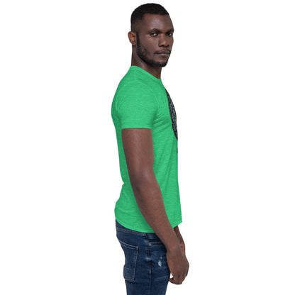 Unisex Softstyle T-Shirt (mandala green and gold rim | on front | GRATITUDE in black lettering)