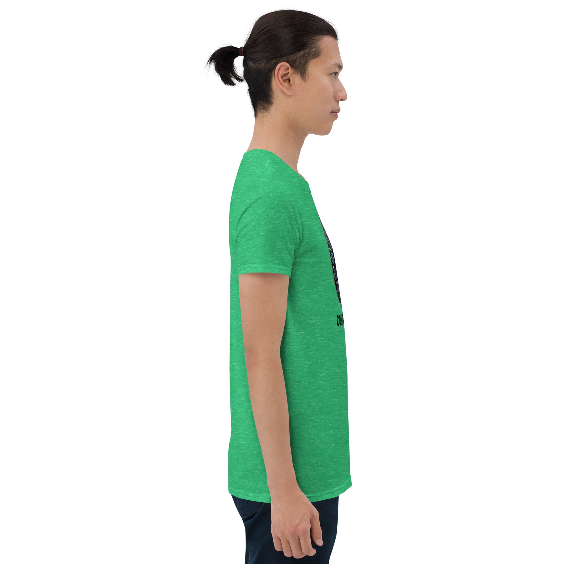 Unisex Softstyle T-Shirt (mandala with gold rim | on front | COMPASSION in black lettering)