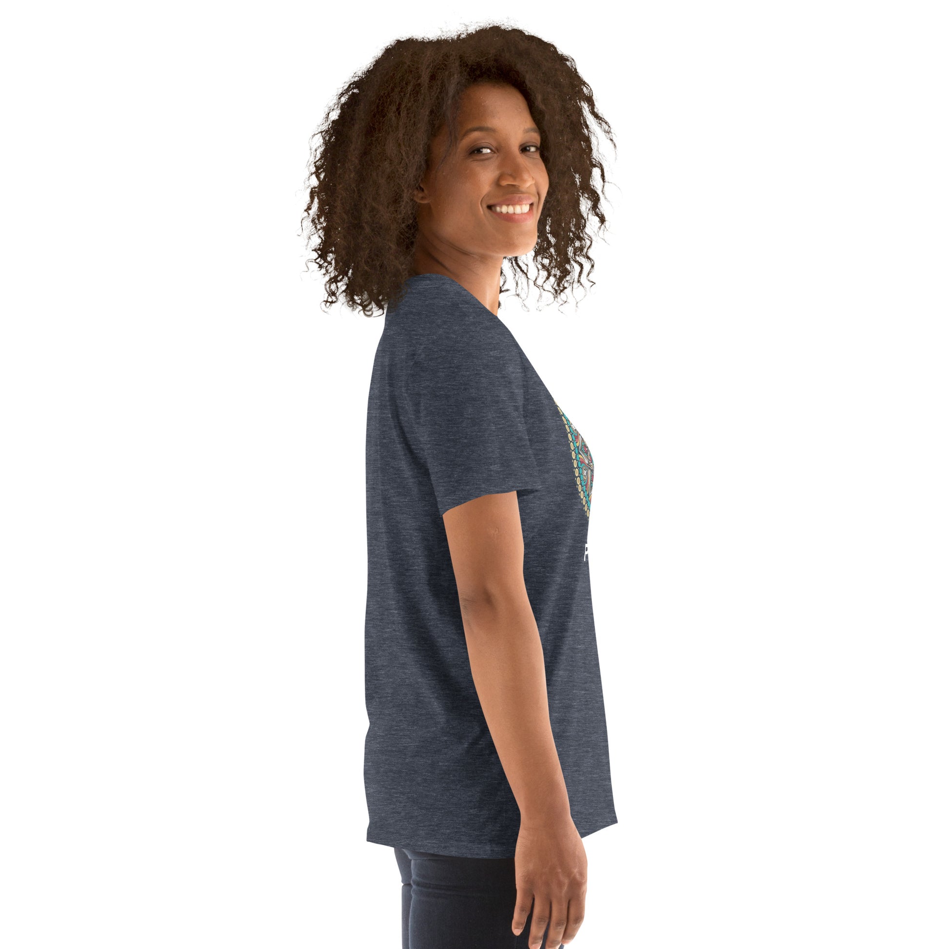 Unisex Softstyle T-Shirt (mandala with red core on front | PURPOSE in white lettering)