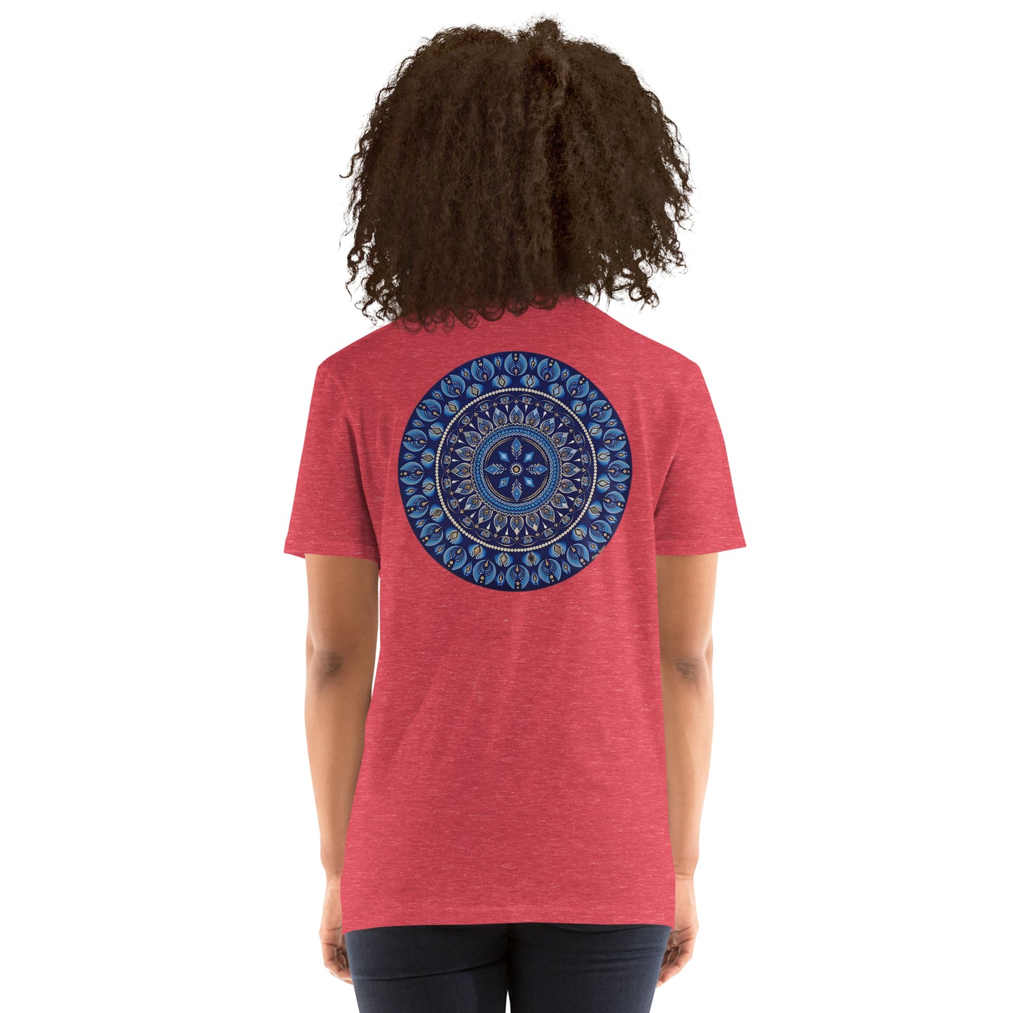 Unisex Softstyle T-Shirt (mandala with 4 diamonds on back | PRESENCE in black lettering on front)
