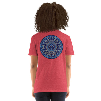 Unisex Softstyle T-Shirt (mandala with 4 diamonds on back | PRESENCE in black lettering on front)