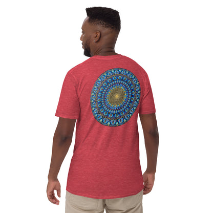 Unisex Softstyle T-Shirt (mandala with golden core on back | FLOW in black lettering on front)