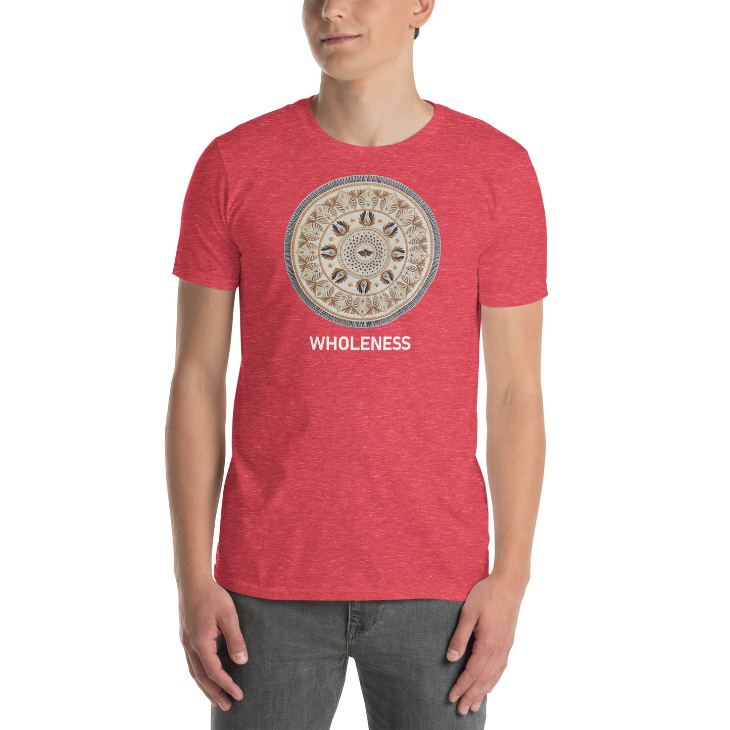 Unisex Softstyle T-Shirt (beige mandala | on front | WHOLENESS in white lettering)