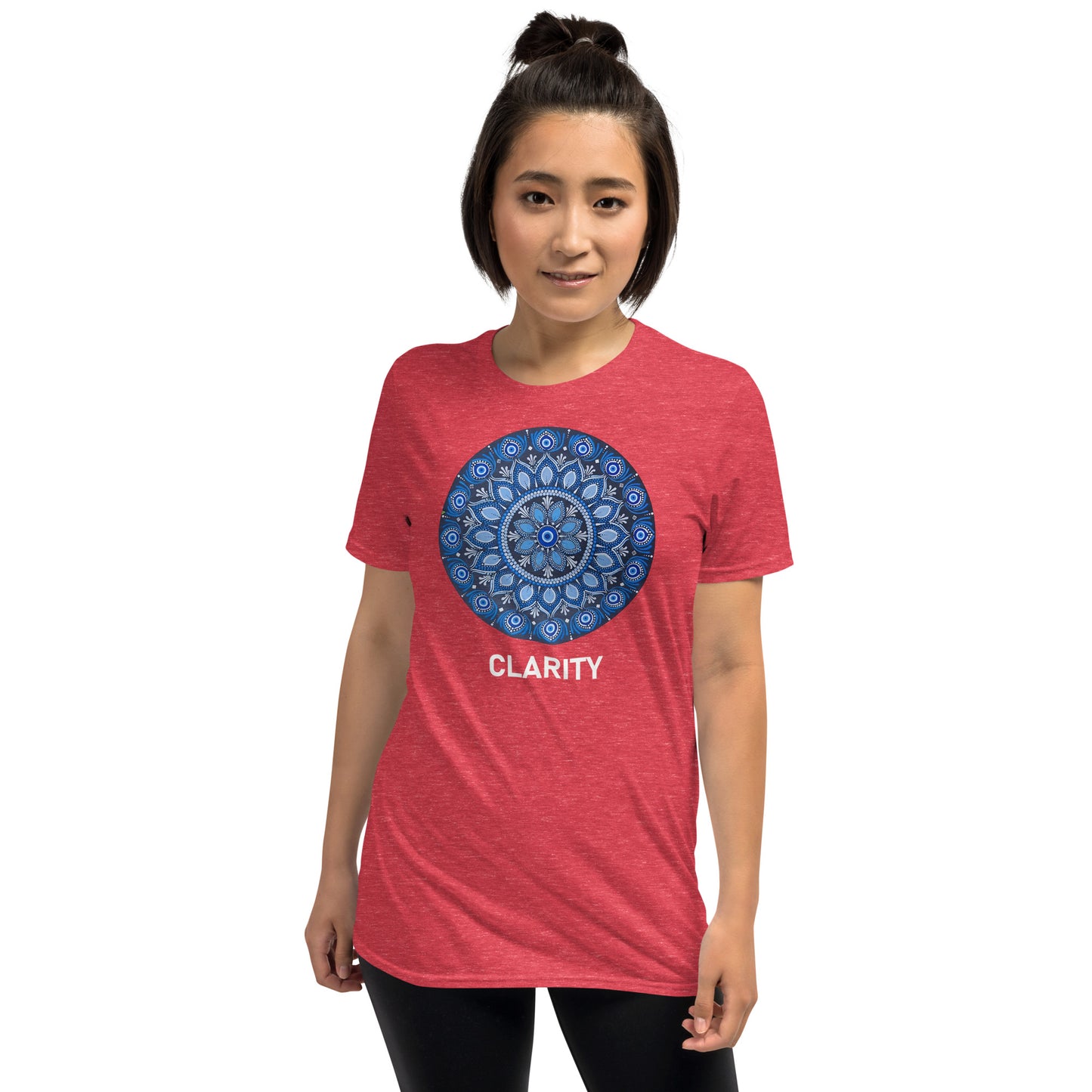 Unisex Softstyle T-Shirt (all blue mandala | on front | CLARITY in white lettering)