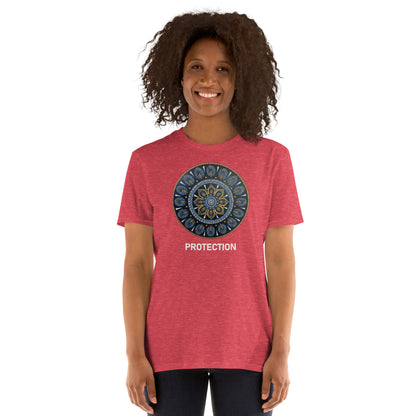 Unisex Softstyle T-Shirt (mandala with gold rim | on front | PROTECTION in white lettering)