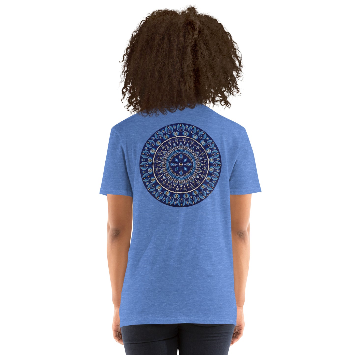 Unisex Softstyle T-Shirt (mandala with 4 diamonds on back | PRESENCE in black lettering on front)
