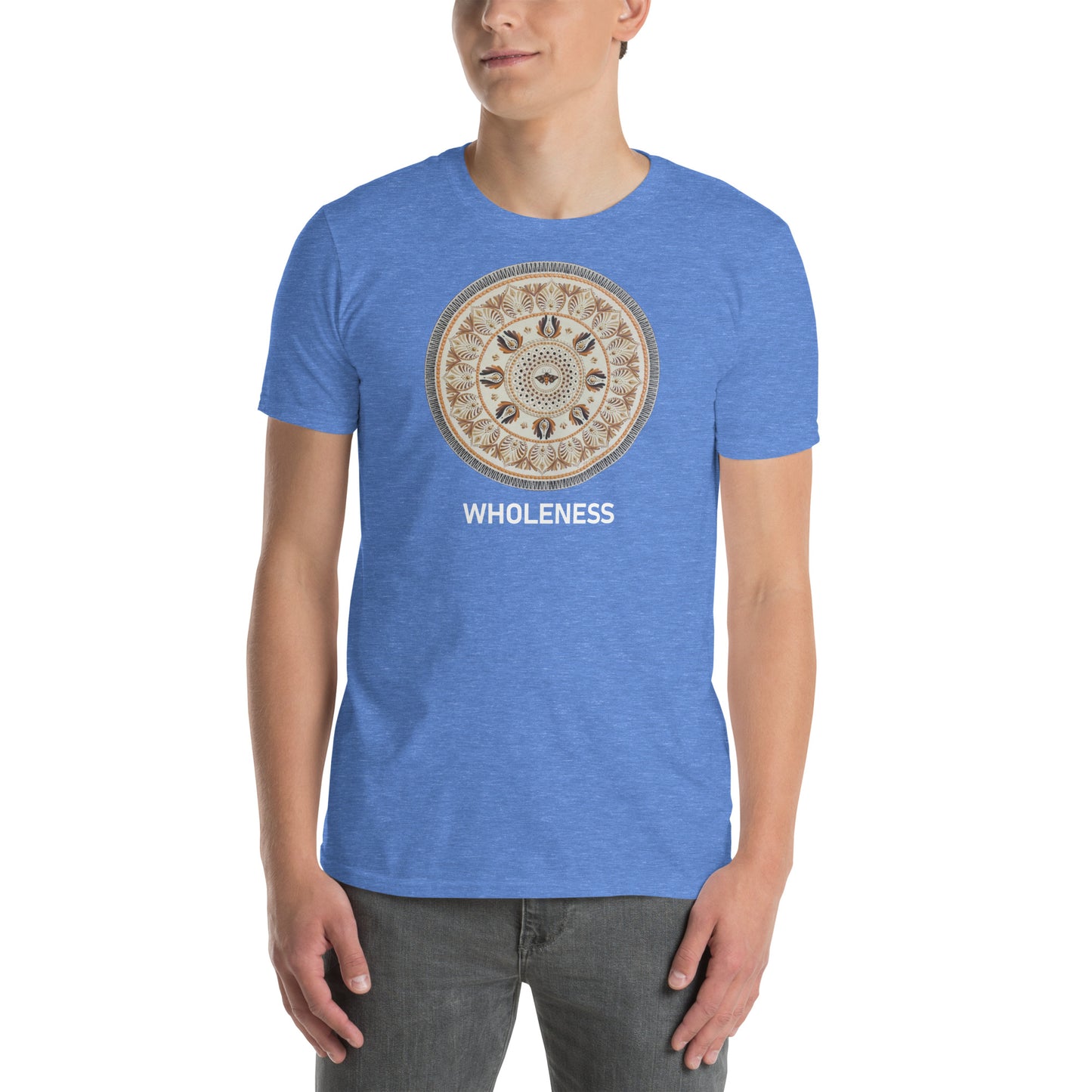 Unisex Softstyle T-Shirt (beige mandala | on front | WHOLENESS in white lettering)