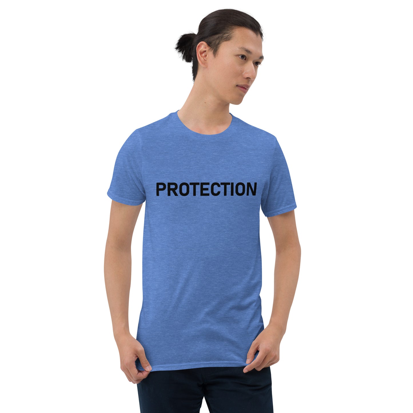 Unisex Softstyle T-Shirt (mandala with gold rim on back | PROTECTION in black lettering on front)