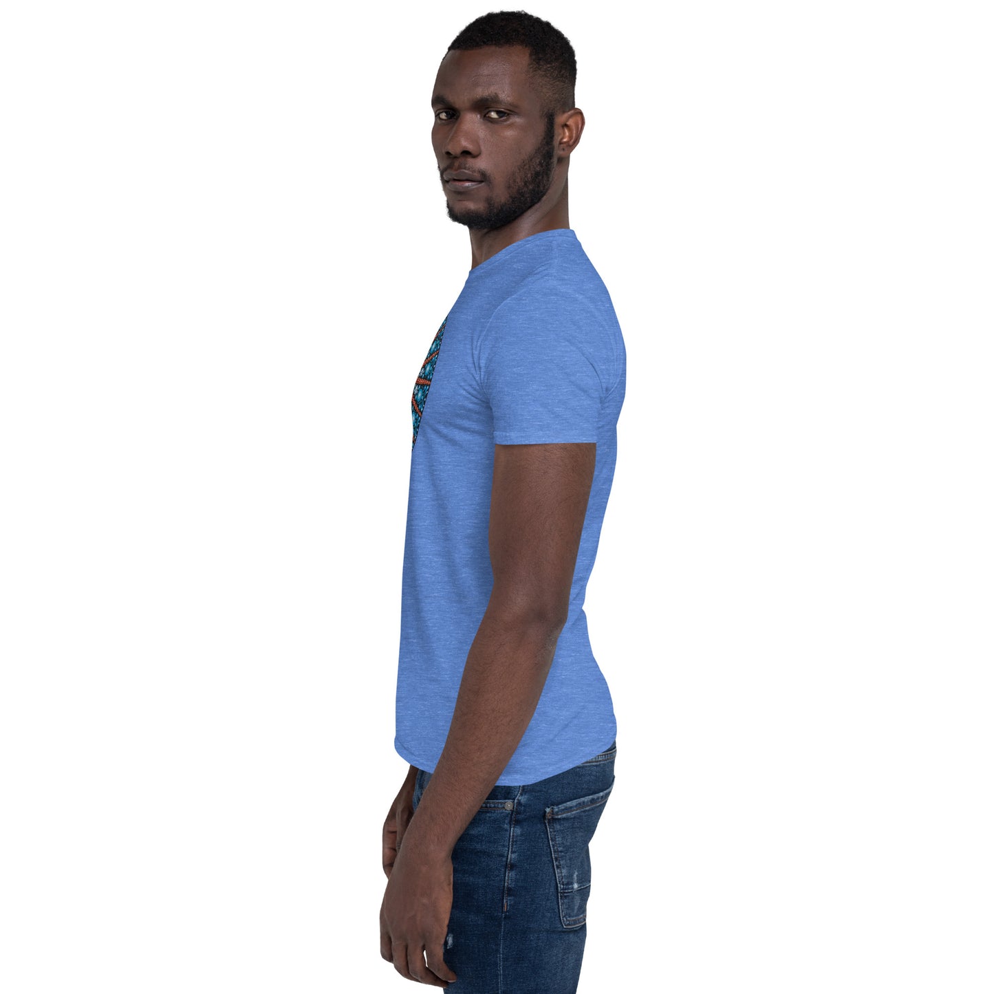 Unisex Softstyle T-Shirt (mandala with red lines | on front | POWER in white lettering)