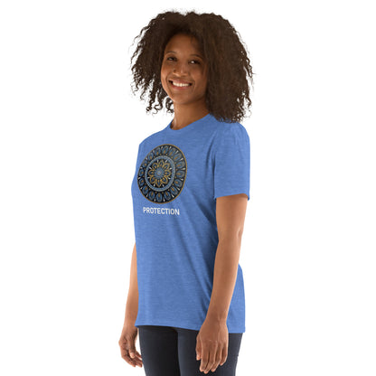Unisex Softstyle T-Shirt (mandala with gold rim | on front | PROTECTION in white lettering)