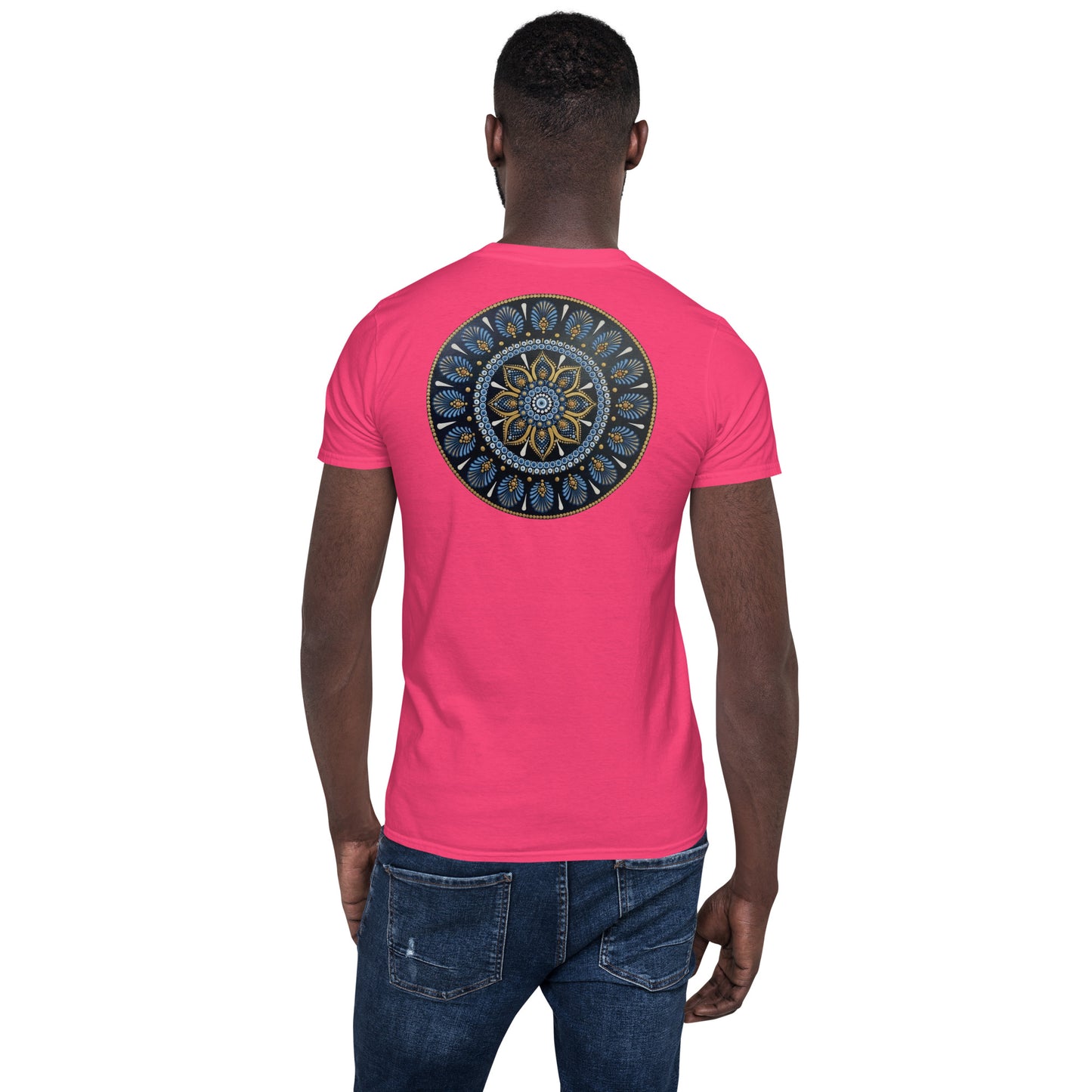 Unisex Softstyle T-Shirt (mandala with gold rim on back | PROTECTION in white lettering)