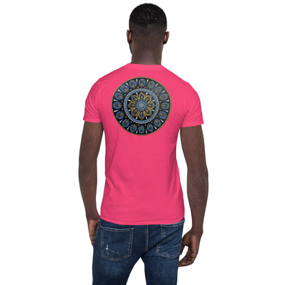 Unisex Softstyle T-Shirt (mandala with gold rim on back | PROTECTION in white lettering)