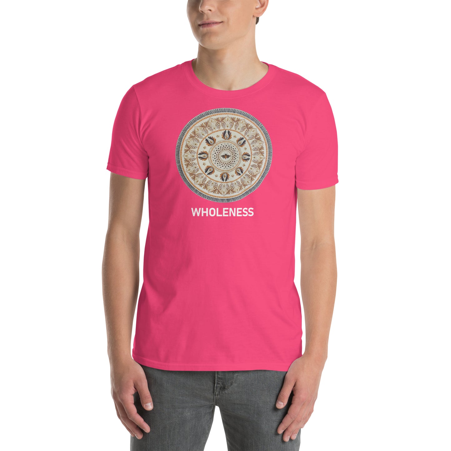 Unisex Softstyle T-Shirt (beige mandala | on front | WHOLENESS in white lettering)