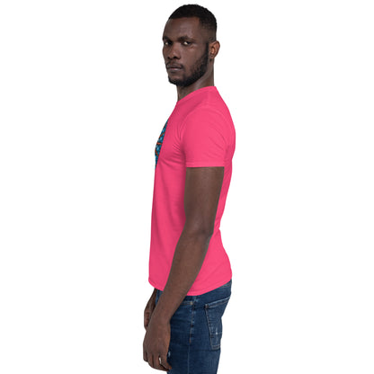 Unisex Softstyle T-Shirt (mandala with red lines | on front | POWER in white lettering)