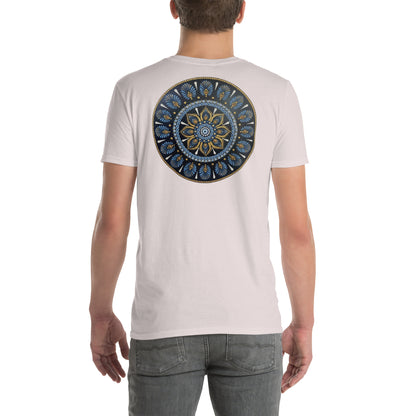 Unisex Softstyle T-Shirt (mandala with gold rim on back | PROTECTION in white lettering)