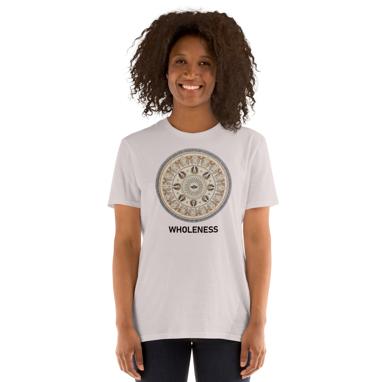 Unisex Softstyle T-Shirt (beige mandala | on front | WHOLENESS in black lettering)