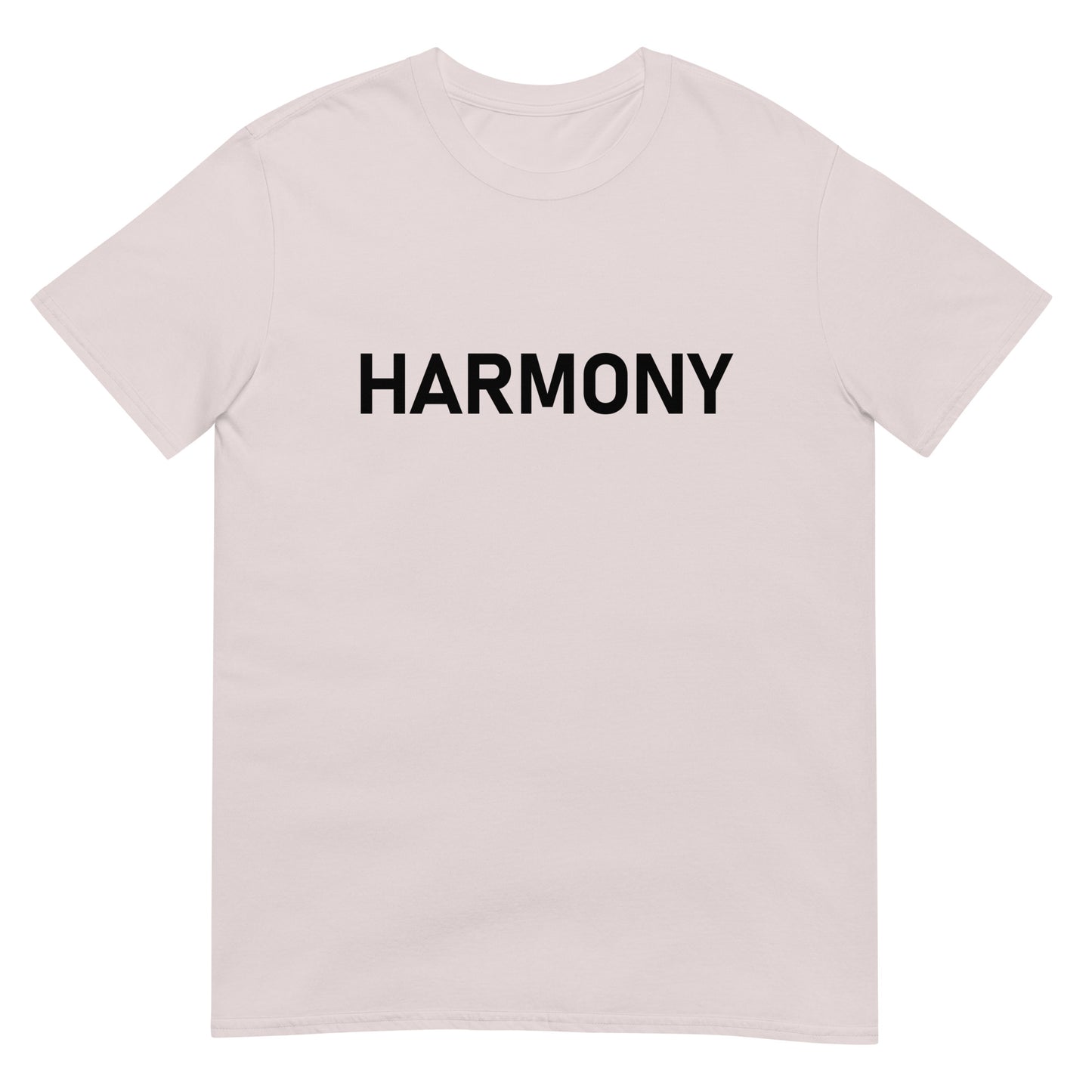 Unisex Softstyle T-Shirt (mandala with green star on back | HARMONY in black lettering on front)