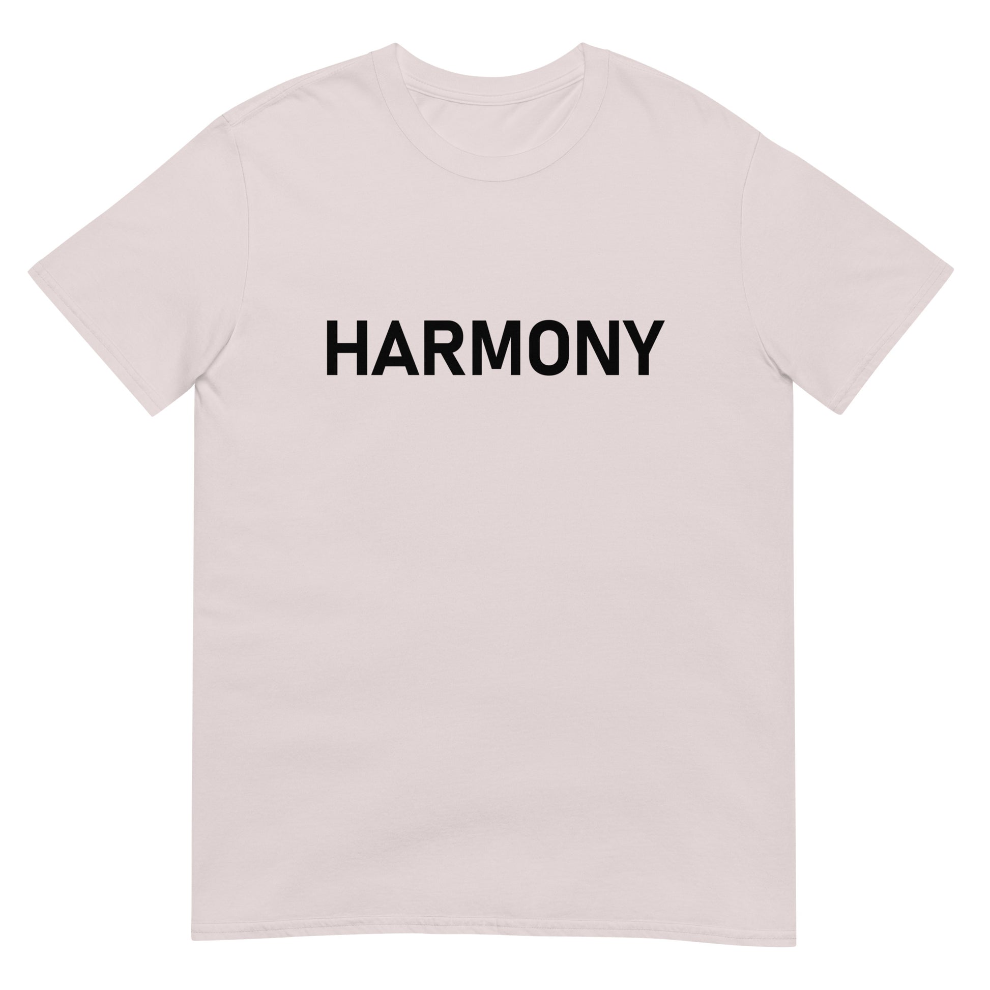 Unisex Softstyle T-Shirt (mandala with green star on back | HARMONY in black lettering on front)