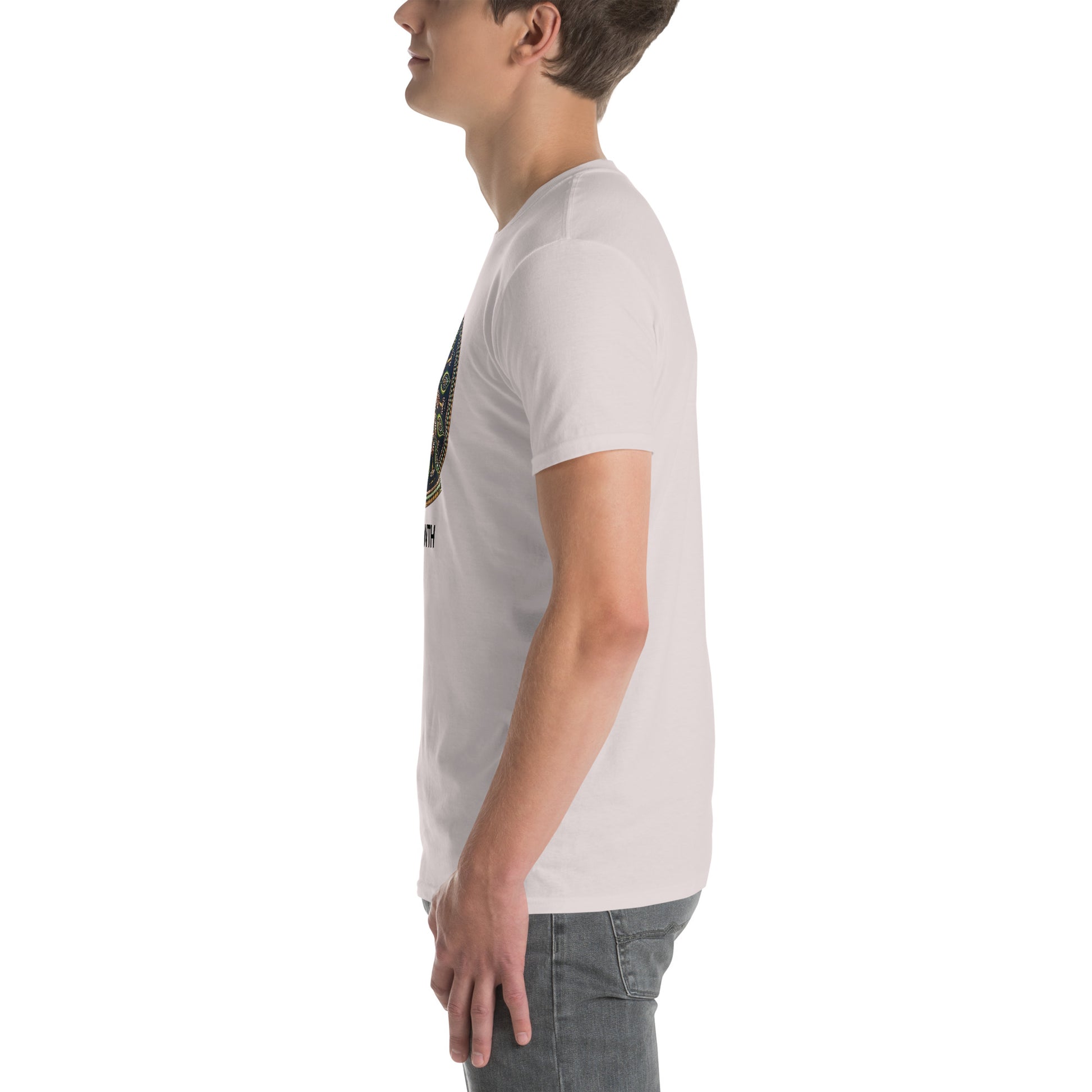 Unisex Softstyle T-Shirt (mandala with cross in the core | on front | GROWTH in black lettering)